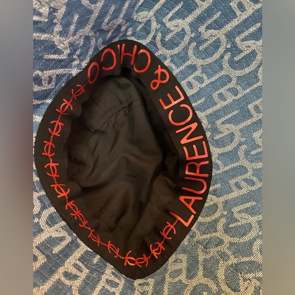 LAURENCE AND CHICO denim Monogram One Size Bucket Hat Jean - Picture 2 of 4